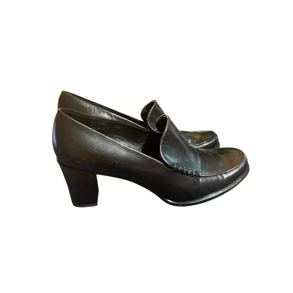 Franco Sarto women’s Nolan leather tailored black heeled loafer 9